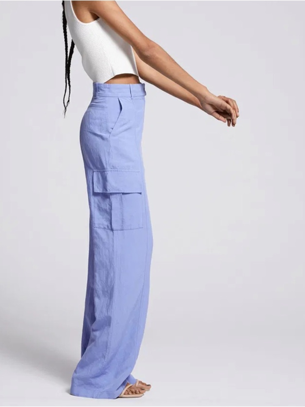 & Other Stories Wide-Leg Cargo Pants NWT Size 0 In Blue (Periwinkle/Purple) - Picture 5 of 13